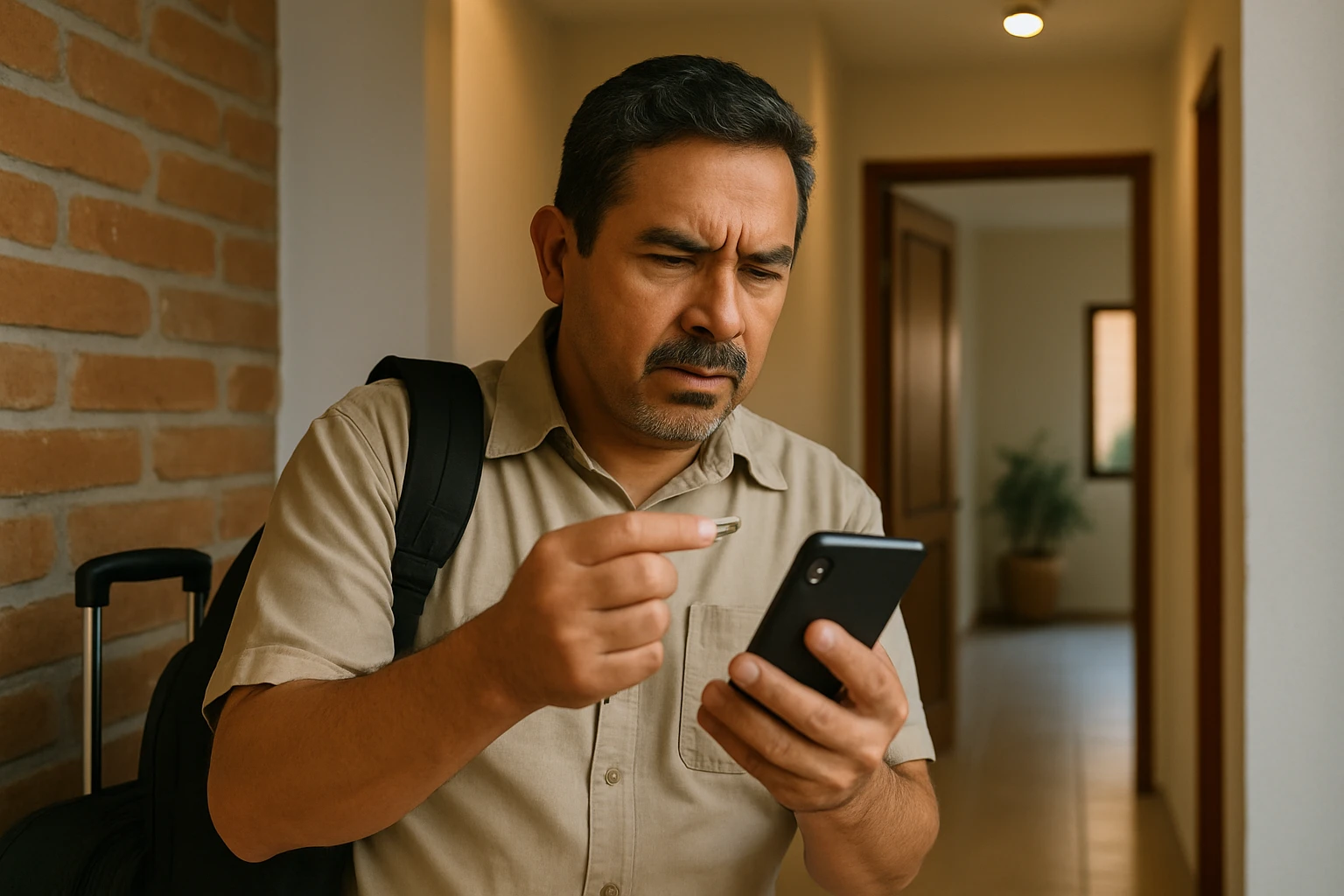 Realistic photo illustrating eSIM y viajeros